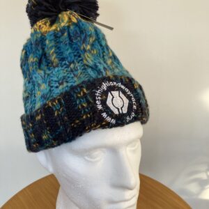 NEW! ADULT WEST HIGHLAND WAY POM POM BEANIE. Marine Splash