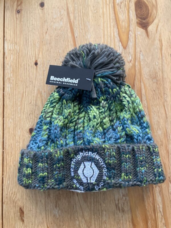 West Highland Way Multi Colour Adult Pom Pom Beanie. Electric Grey